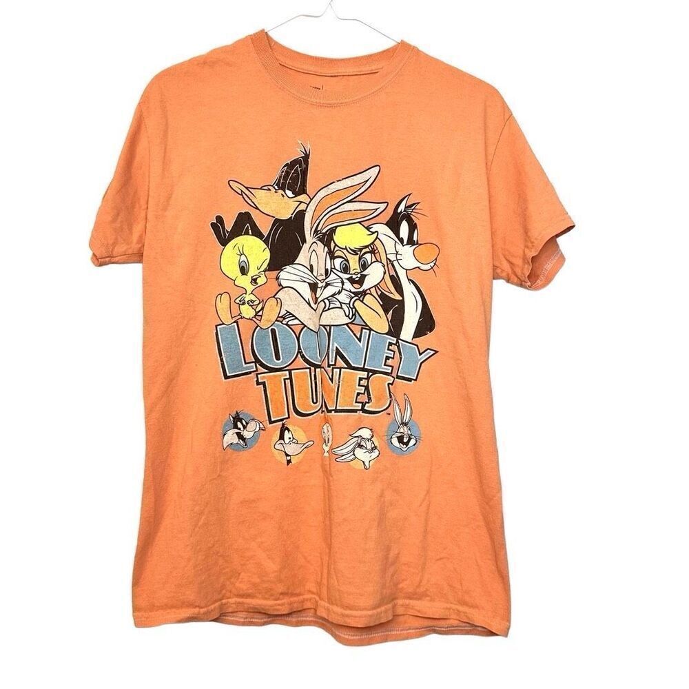 Vintage Looney Tunes Love Tribe Short Sleeve Cotton Graphic T-Shirt Orange Small